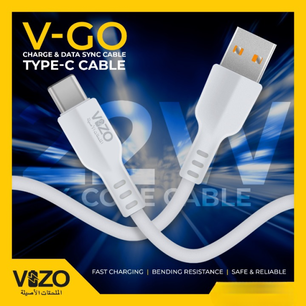 V-go Type C Cable | Fast Data Cable Safety | Fast Charging Data Cable